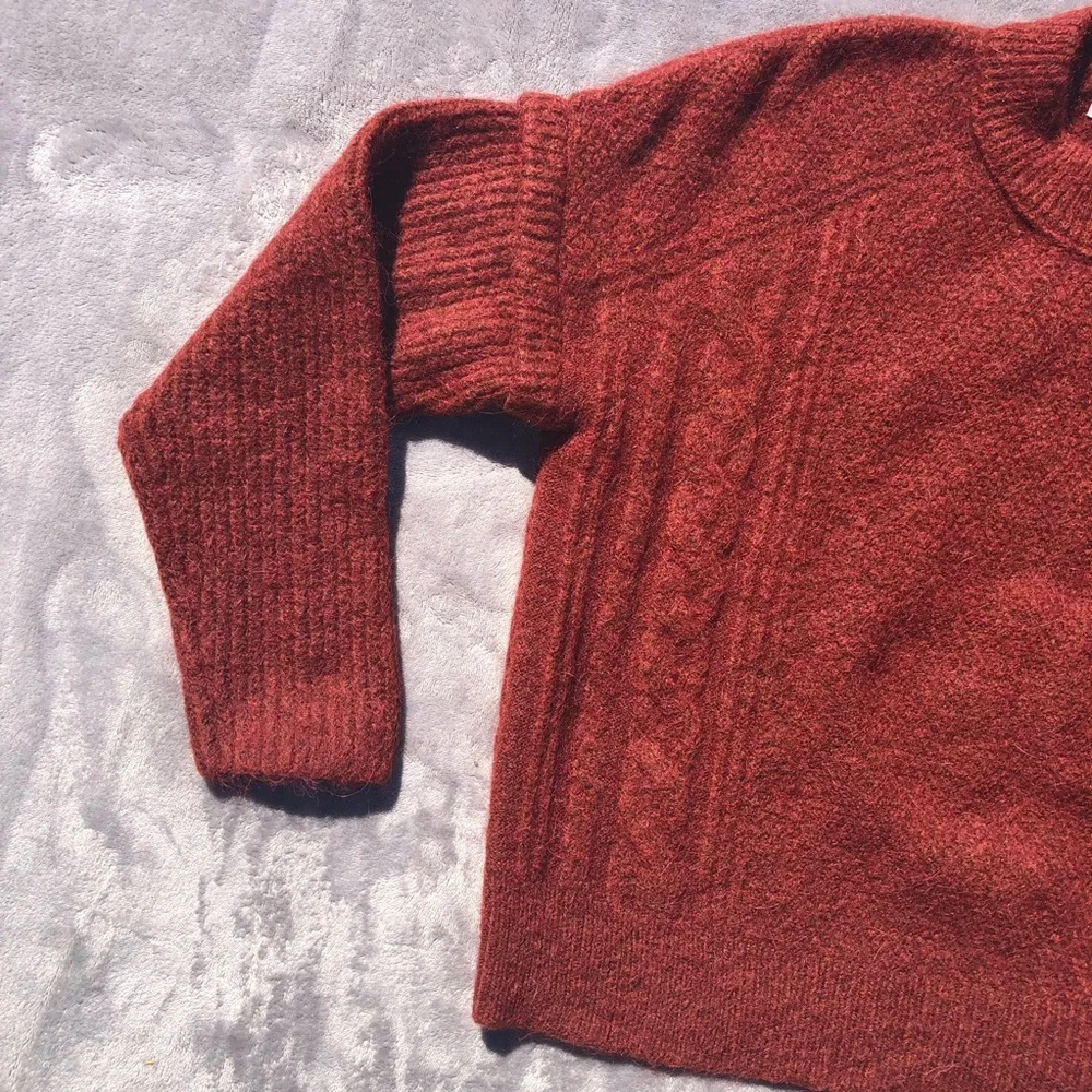 Madewell Sweater Womens Medium Wool Alpaca Blend Cable knit Ribbed Long Sleeve